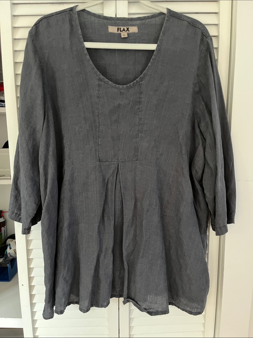 Flax Linen Gray Tunic Sz Large Lagenlook Oversized